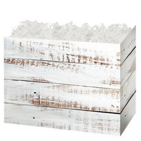 Distressed White Wood Design Large Basket Box