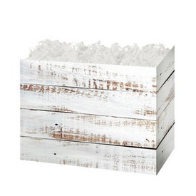 Distressed White Wood Design Small Basket Box
