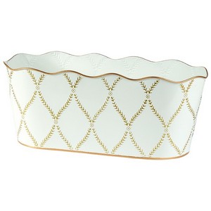 White with Gold Pattern Metal Planter 17''