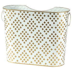Tall Gold and White Metal Container 15''