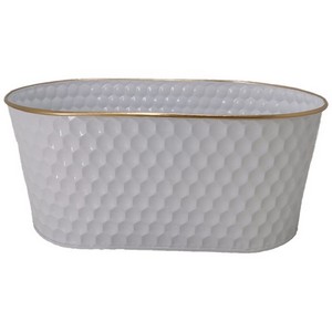 White with Gold Rim Metal Container 17