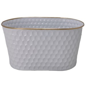 White Gold Rim Metal Container 12