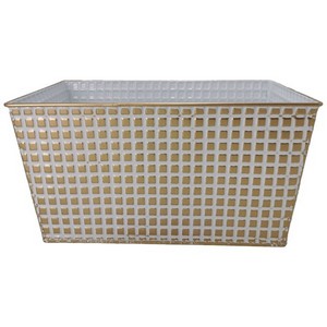 White with Gold Squares Metal Container 12