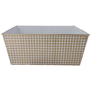 White with Gold Squares Metal Container 17