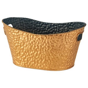 Oval Embossed Gold Metal Planter 12