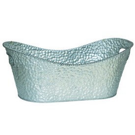 Oval Embossed Silver Metal Planter (17'')