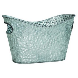 Oval Embossed Silver Metal Planter 10.5