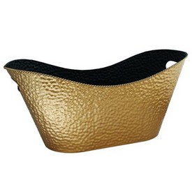 Oval Embossed Gold Metal Planter 15