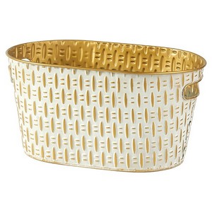 Oval Metal Basket White/Gold 12''