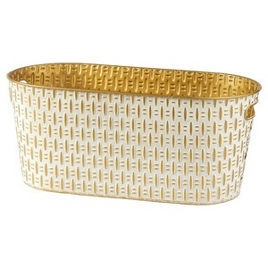 Oval Metal Basket White/Gold 17''