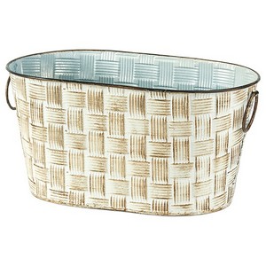 Oval Metal Basket White 12''