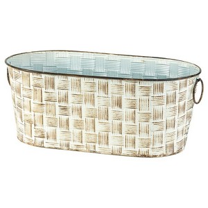 Oval Metal Basket White 15''
