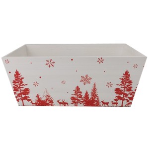 White/Red Christmas Design Rectangular Wooden Container 15