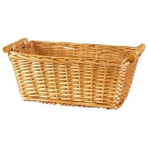 Rectangular Honey Wicker with Wood Handle 15''