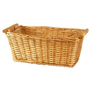 Rectangular Honey Wicker with Wood Handle 17''