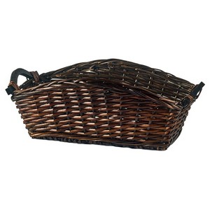 Rectangular Curved Wicker with Wood Handle 17''