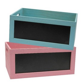 Wooden Chalkboard Crate Asstd (Pink/Blue)