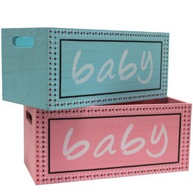 Baby Wooden Crates Asstd (Pink/Blue)