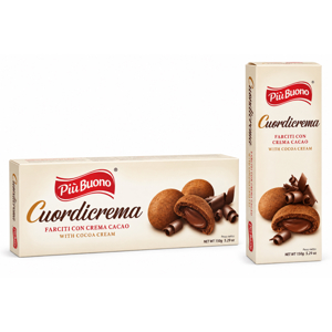 Piu Buono Cuordicrema Cookies filled with Chocolate Cream 150g/5.29oz