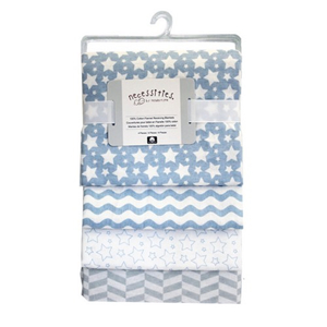 Tendertyme 4 Pk Receiving Blankets Hanging Set (Blue)