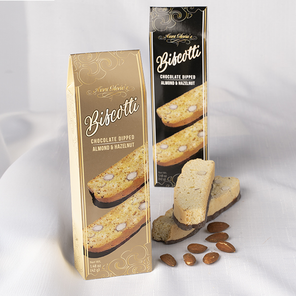 Aunt Gloria Choc Dipped  Almond Hazelnut Biscotti Single Gold/Beige 42g/1.48oz 1