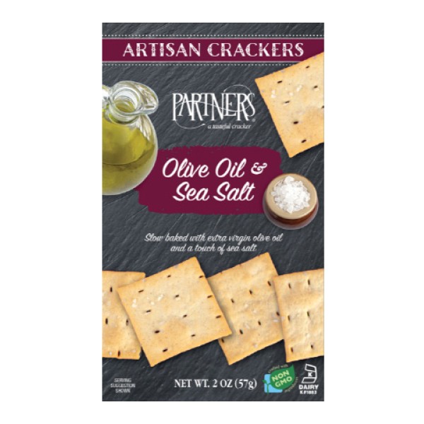 Partners Hord D'Oeuvre Cracker Olive Oil/Sea Salt Maroon 2 oz / 57g