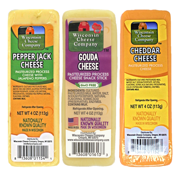 Wisconsin Cheese, Cheese Bars Assorted 4oz SAKSCO Gourmet Basket