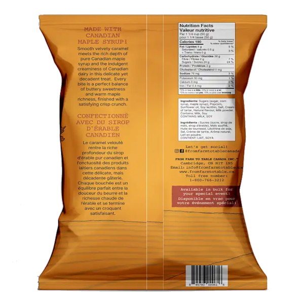 Farm to Table Maple Caramel Popcorn 250g 1