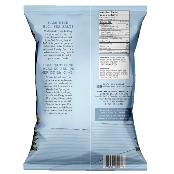 Farm to Table Sea Salt Caramel Popcorn 250g 1